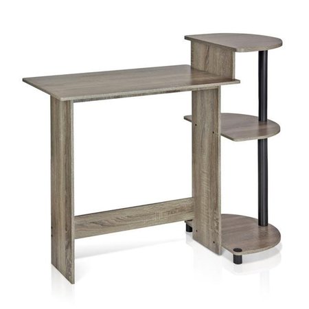 HIGHKEY 11181GYW-BK Compact Computer Desk; French Oak Grey & Black LR370628